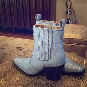 Gianni light blue mic croc western boots